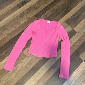 PINK Victoria's Secret Vibrant Pink Waffle Knit Top